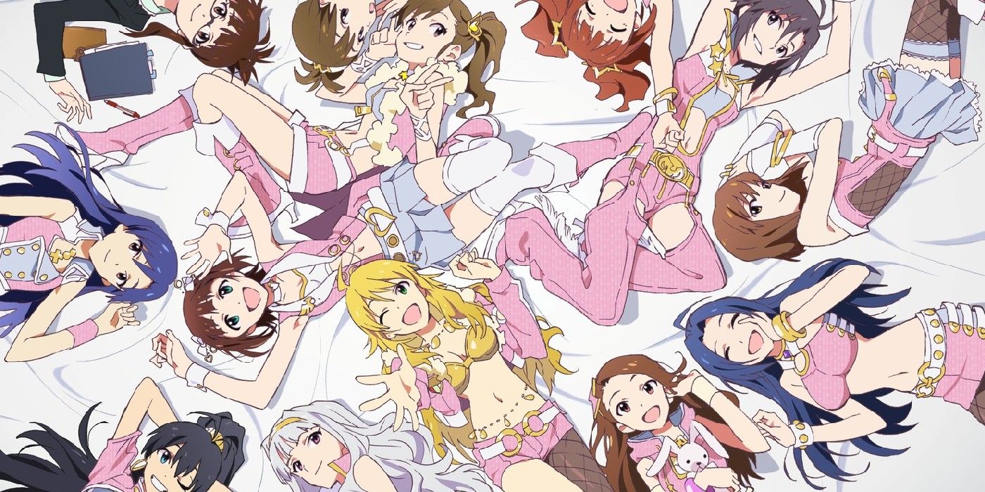 The idols take a picture in The Idolmaster