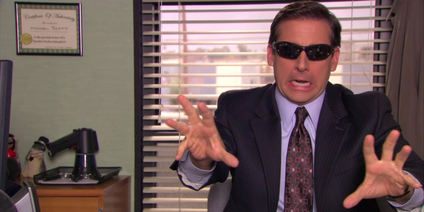 Michael Scott as Blind Guy McSqueezy in The Office