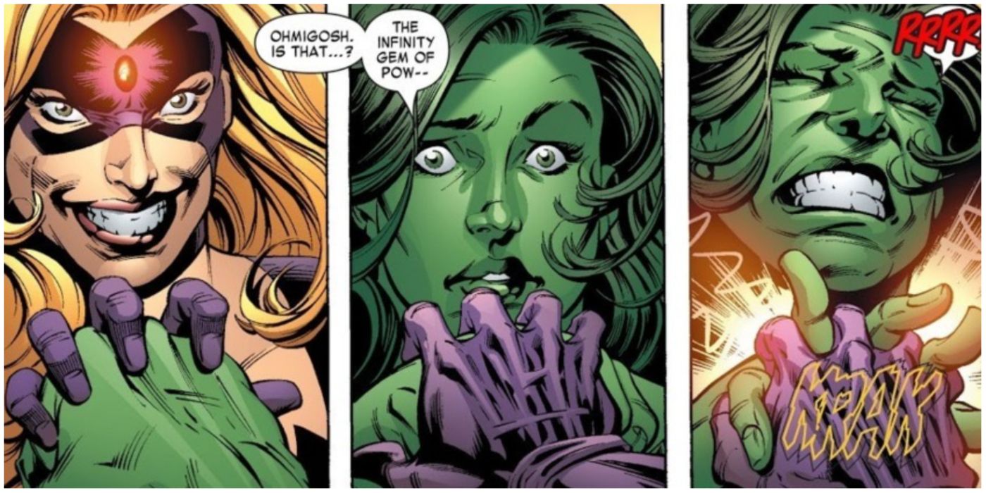 Titania smiling in She-Hulk's face in Marvel comics