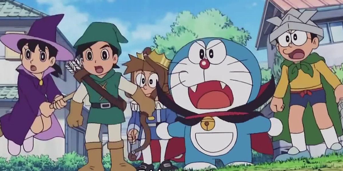 Doraemon and the kids about to have a Halloween showdown in Doraemon