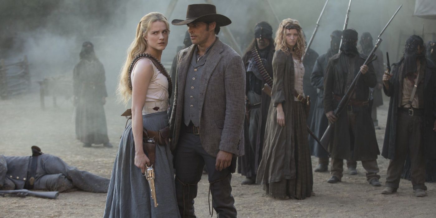 An image of Dolores and teddy from Westworld.