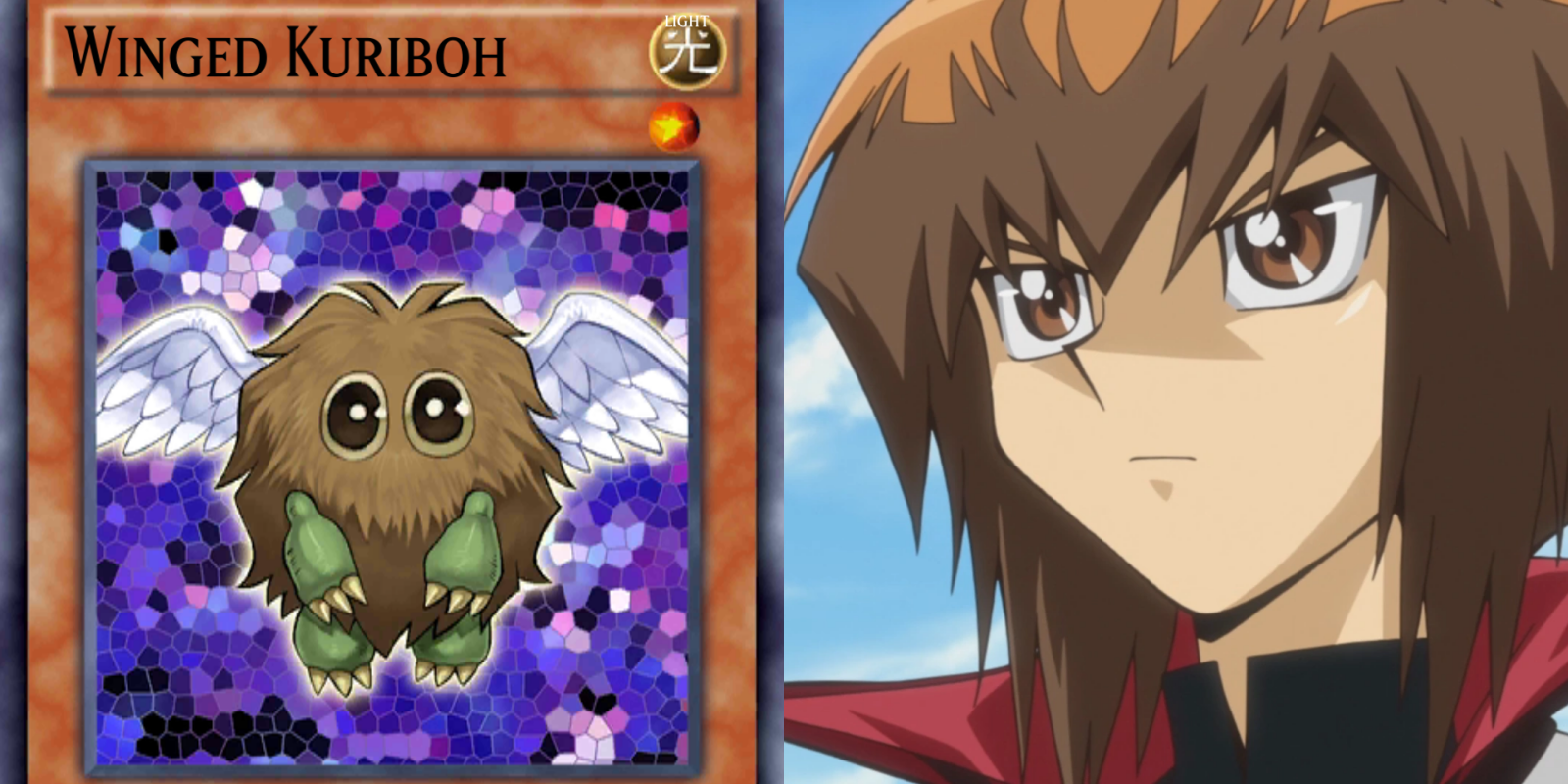 A collage of Winged Kuriboh and Jaden Yuki in the Yu-Gi-Oh!  GX.
