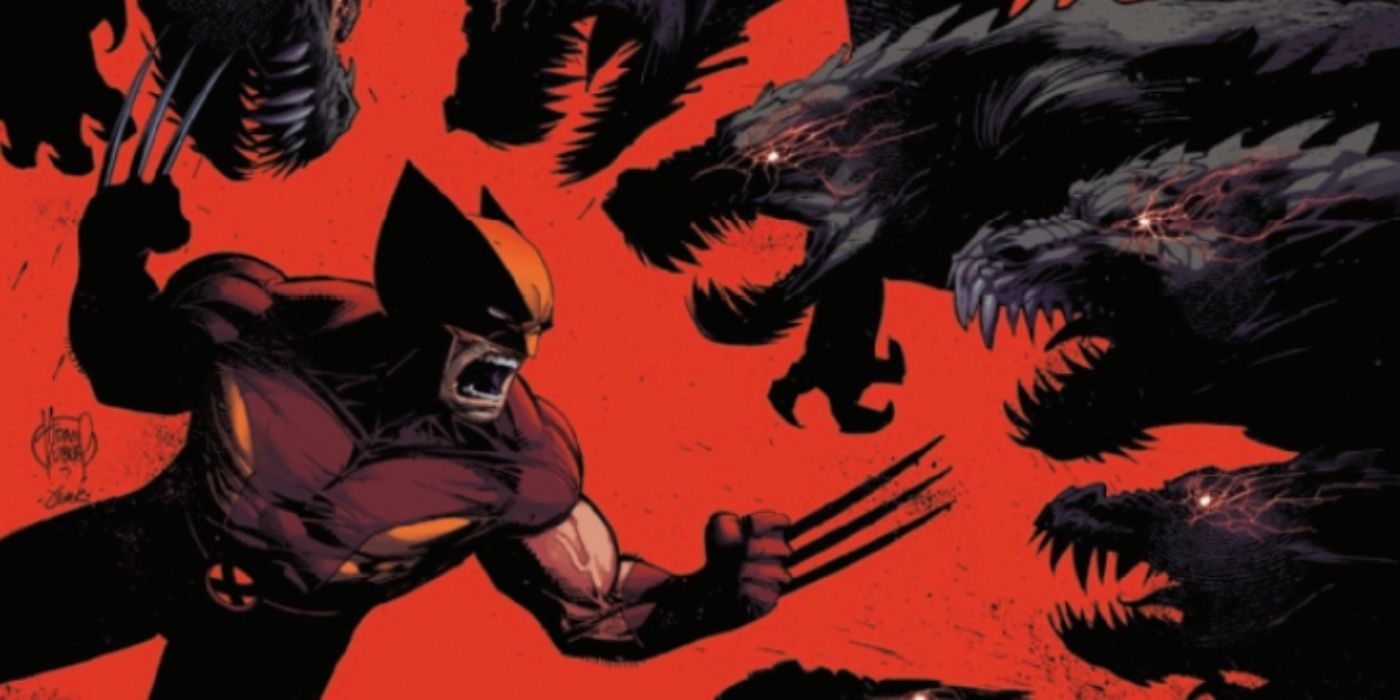 Marvel Comics' Wolverine surrounded by Hellbride's monster from the Judgment Day tie-in