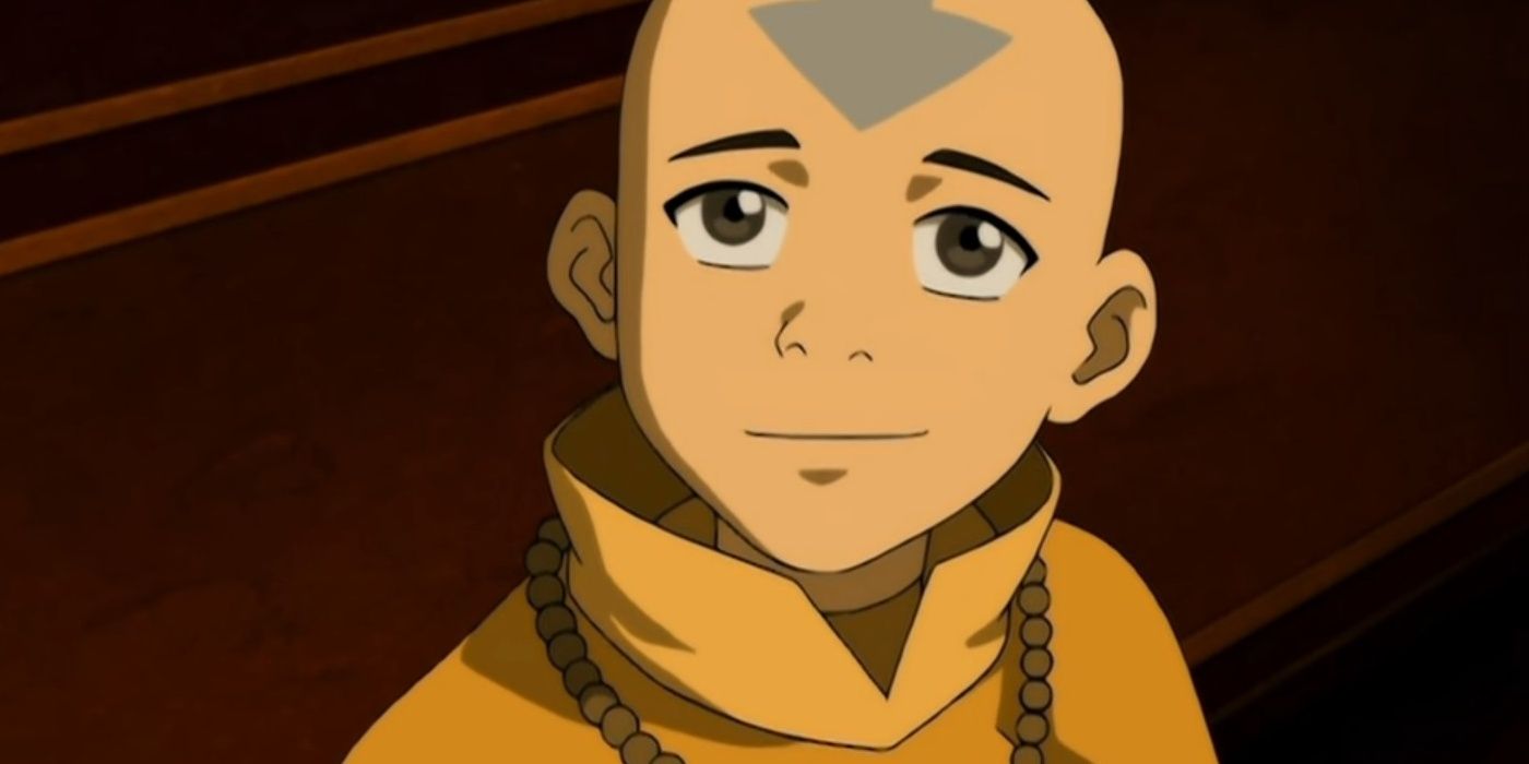 Aang looking up happy in Avatar: The Last Airbender.
