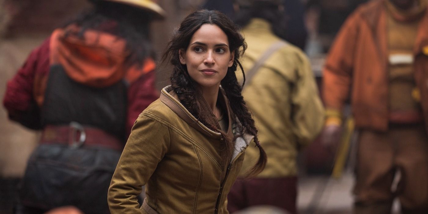 Adria Arjona looks on during a scene from Andor