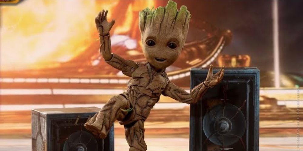 Baby Groot dancing at the beginning of Guardians of the Galaxy Vol. 2