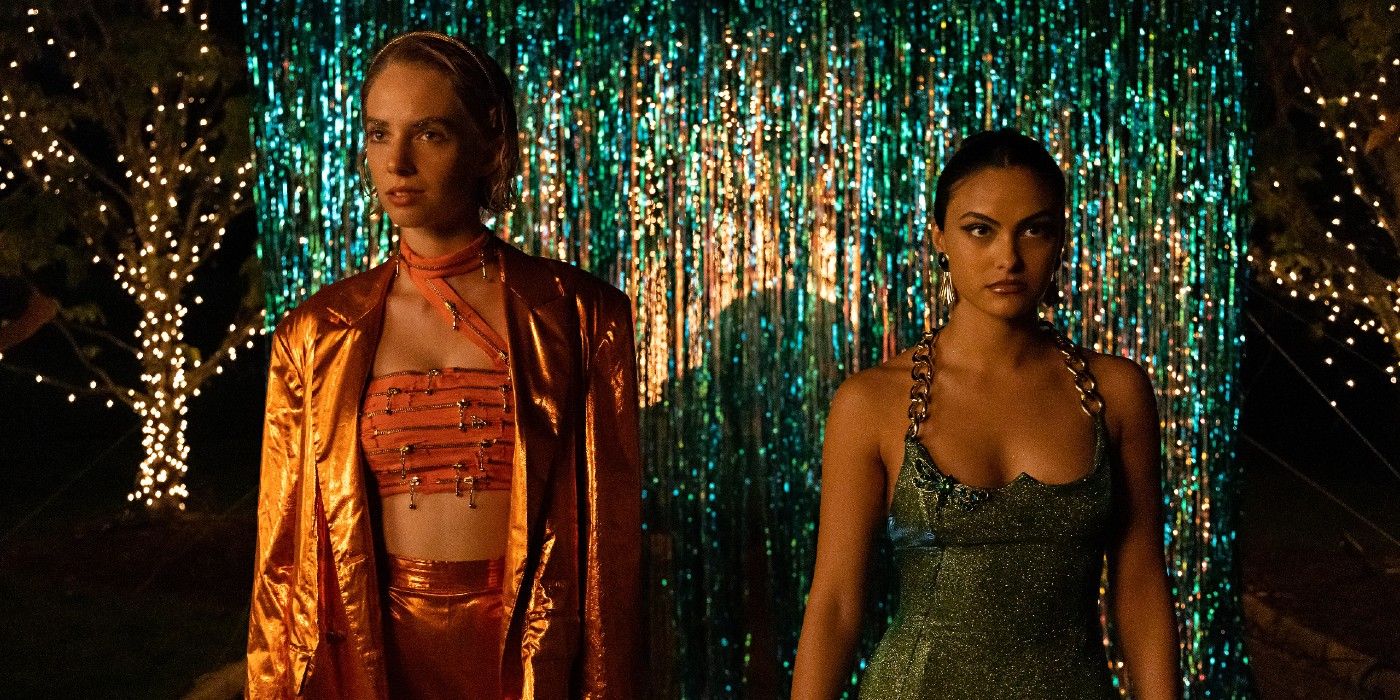 Maya Hawke and Camila Mendes at a party in Do Revenge