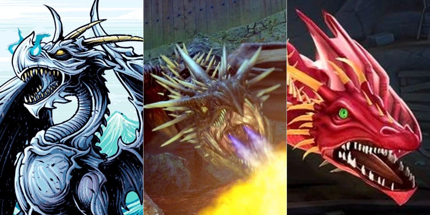 Split image of three dragons from Harry Potter