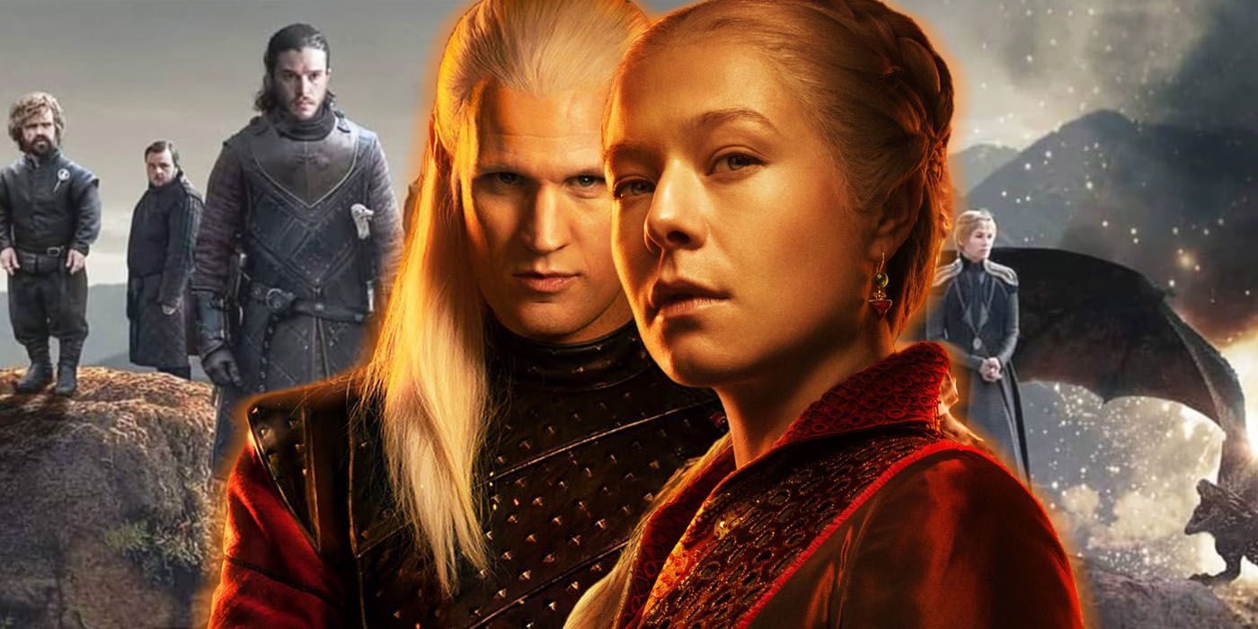 Rhaenyra and Daemon Targaryen from House of the Dragon with cast of Game of Thrones
