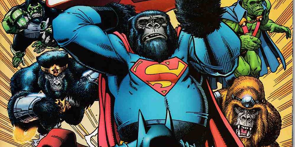 The Justice League transformed into gorillas in JLApe, in DC Comics