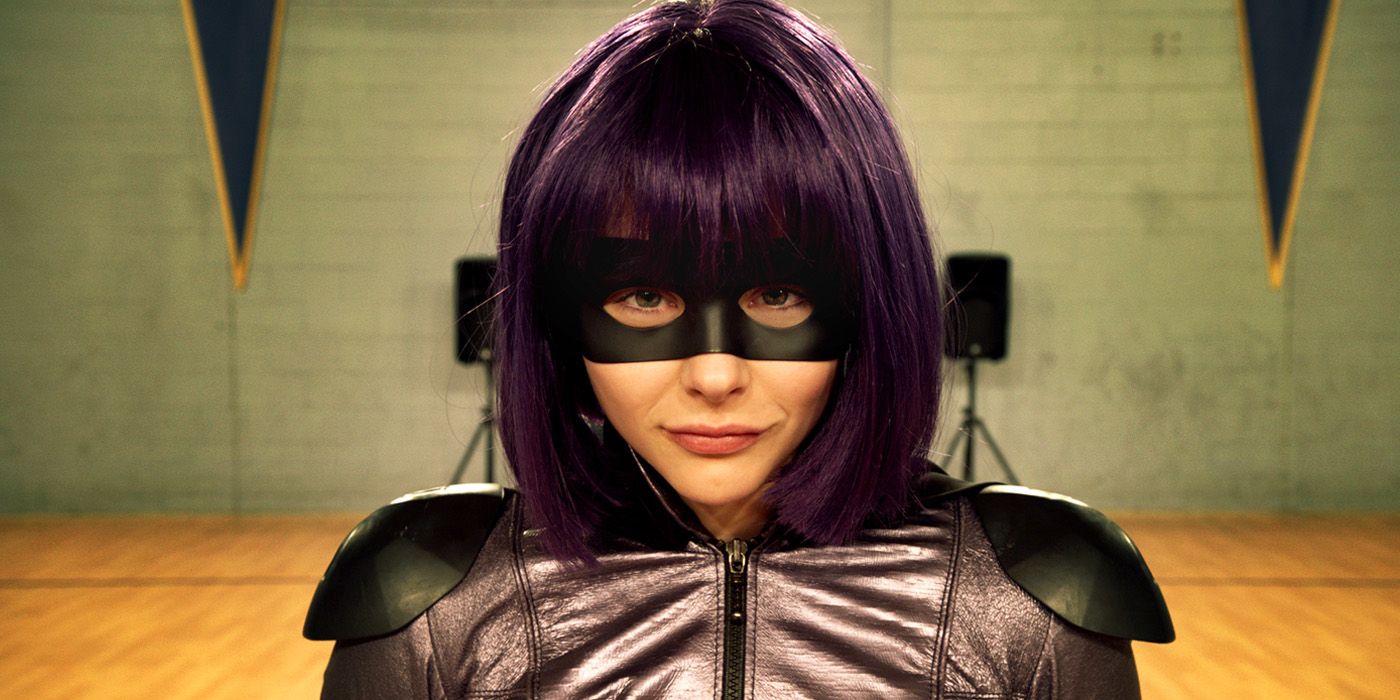 Kick-Ass 2's Chloe Grace Moretz in costume as Hit Girl
