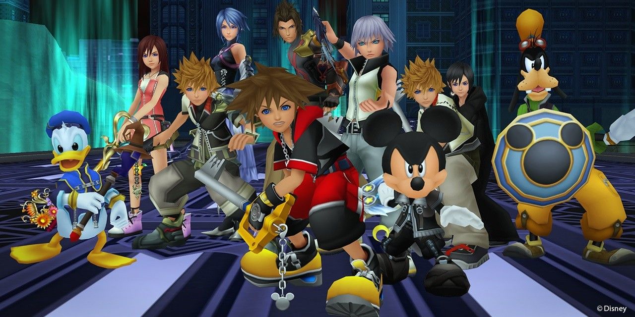 Most of the main protagonists from Kingdom Hearts prepare for battle