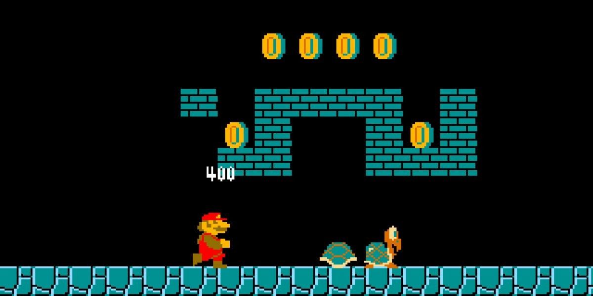 Uma seção subterrânea em Super Mario Bros.