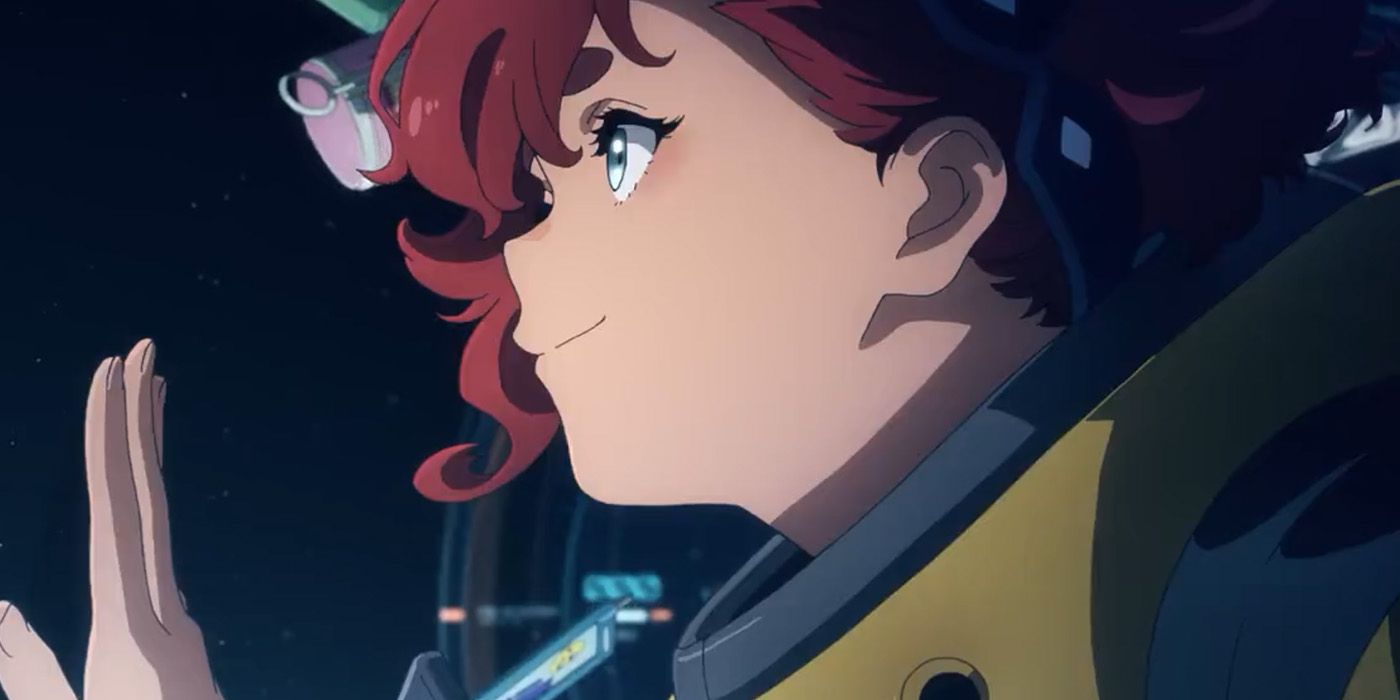 screenshot from mobile suit gundam the witch from mercury second promotional video showing the lead character