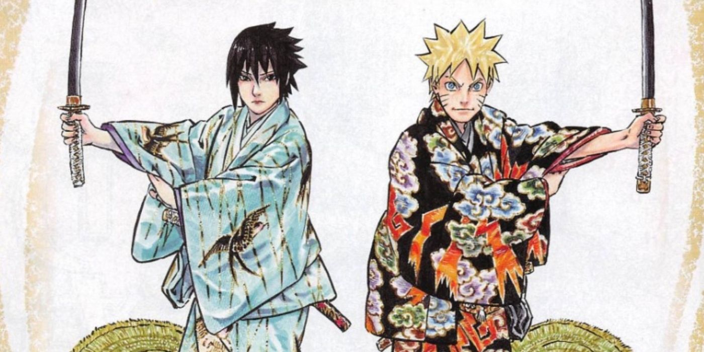 masashi kishimoto promo art featuring naruto and sasuke