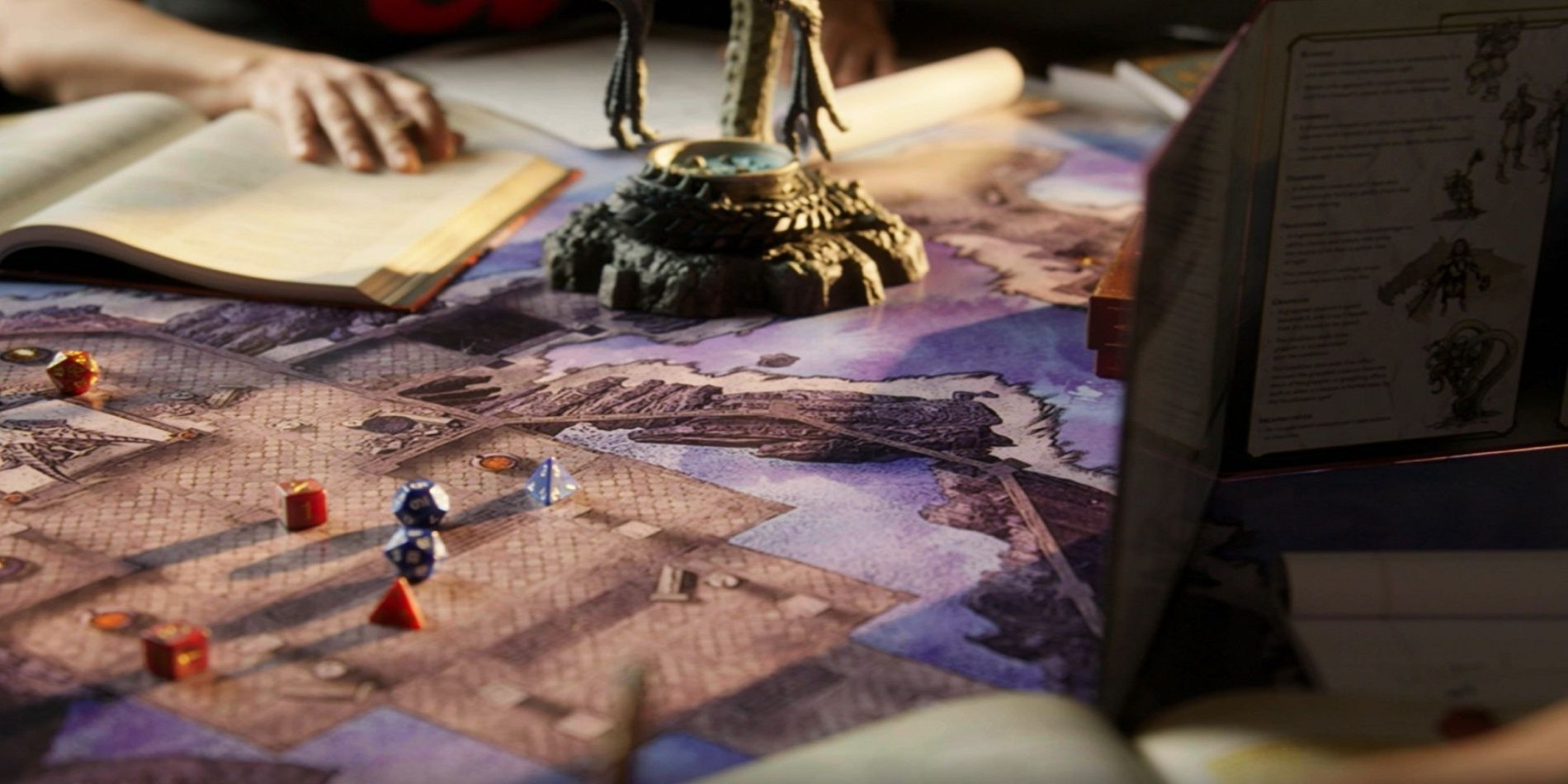 Uma mesa de Dungeons and Dragons durante o jogo