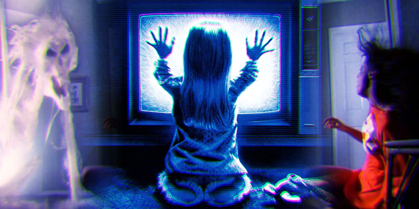 A child putting her hands on the TV in Poltergeist.