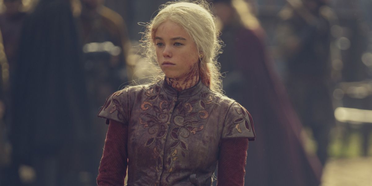 rhaenyra covered in blood in house of the dragon