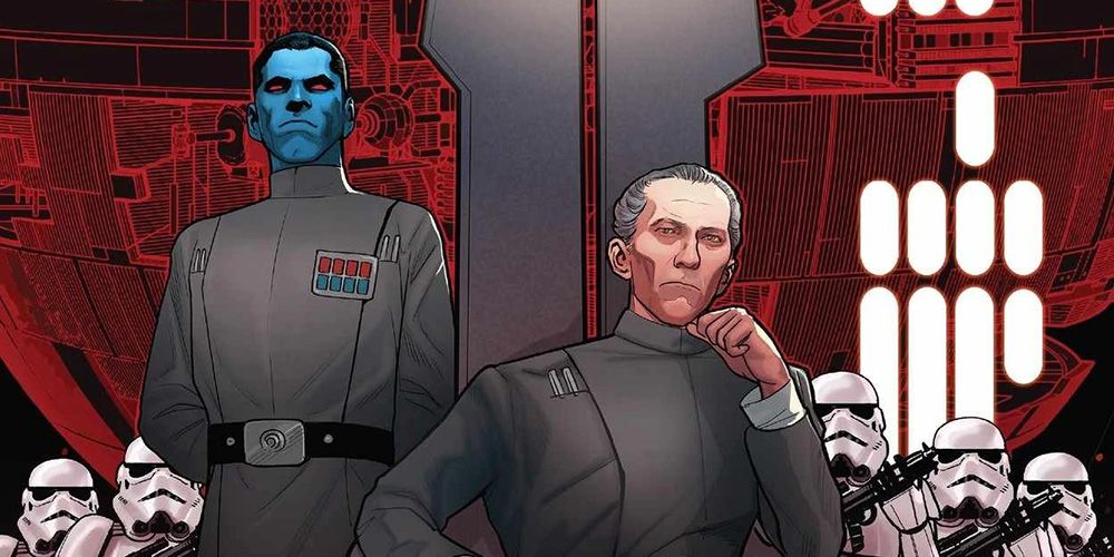 Thrawn and Stormtroopers report to Governor Tarkin in Star Wars comics