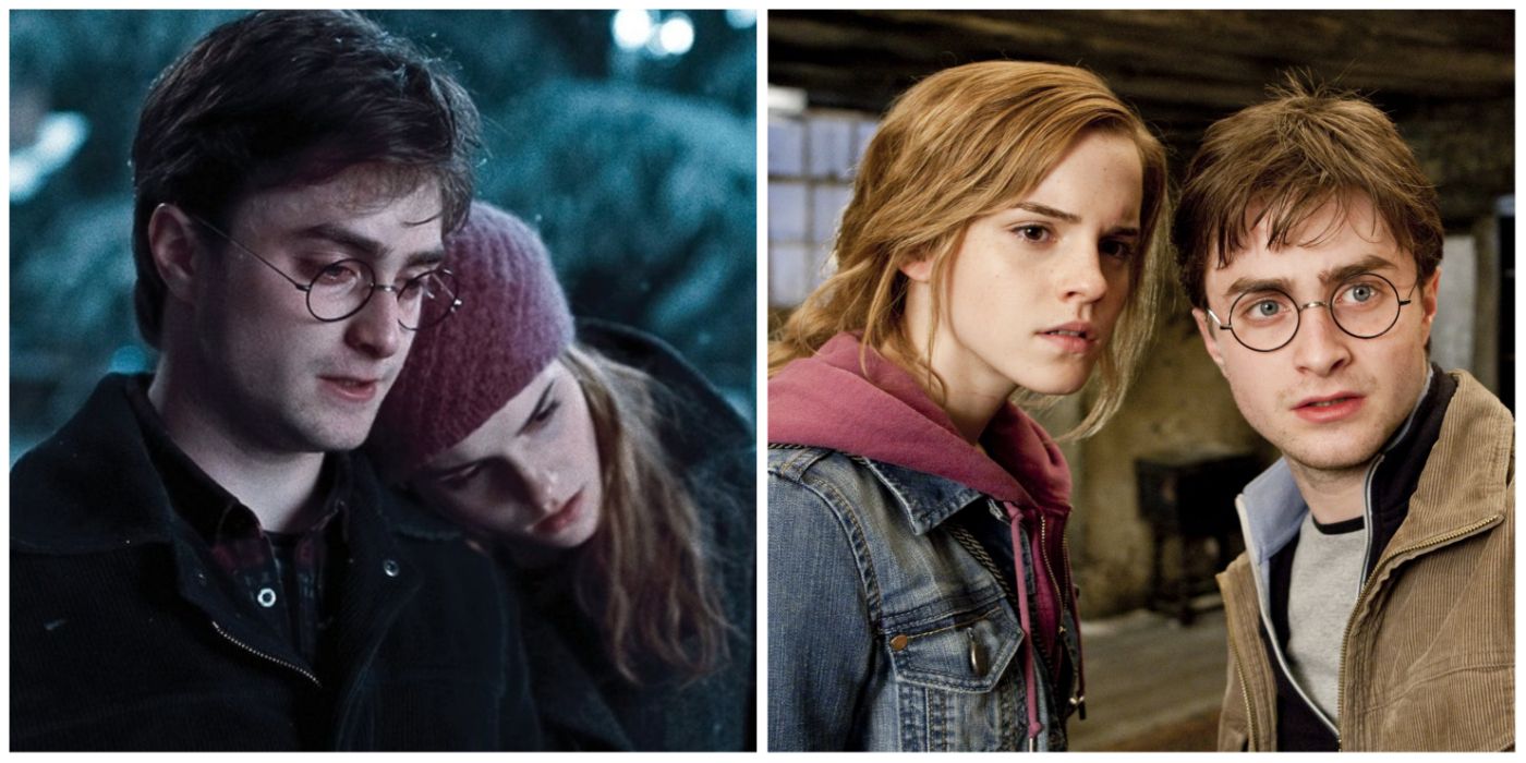 two images of Harry Potter and Hermione Granger in Harry Potter