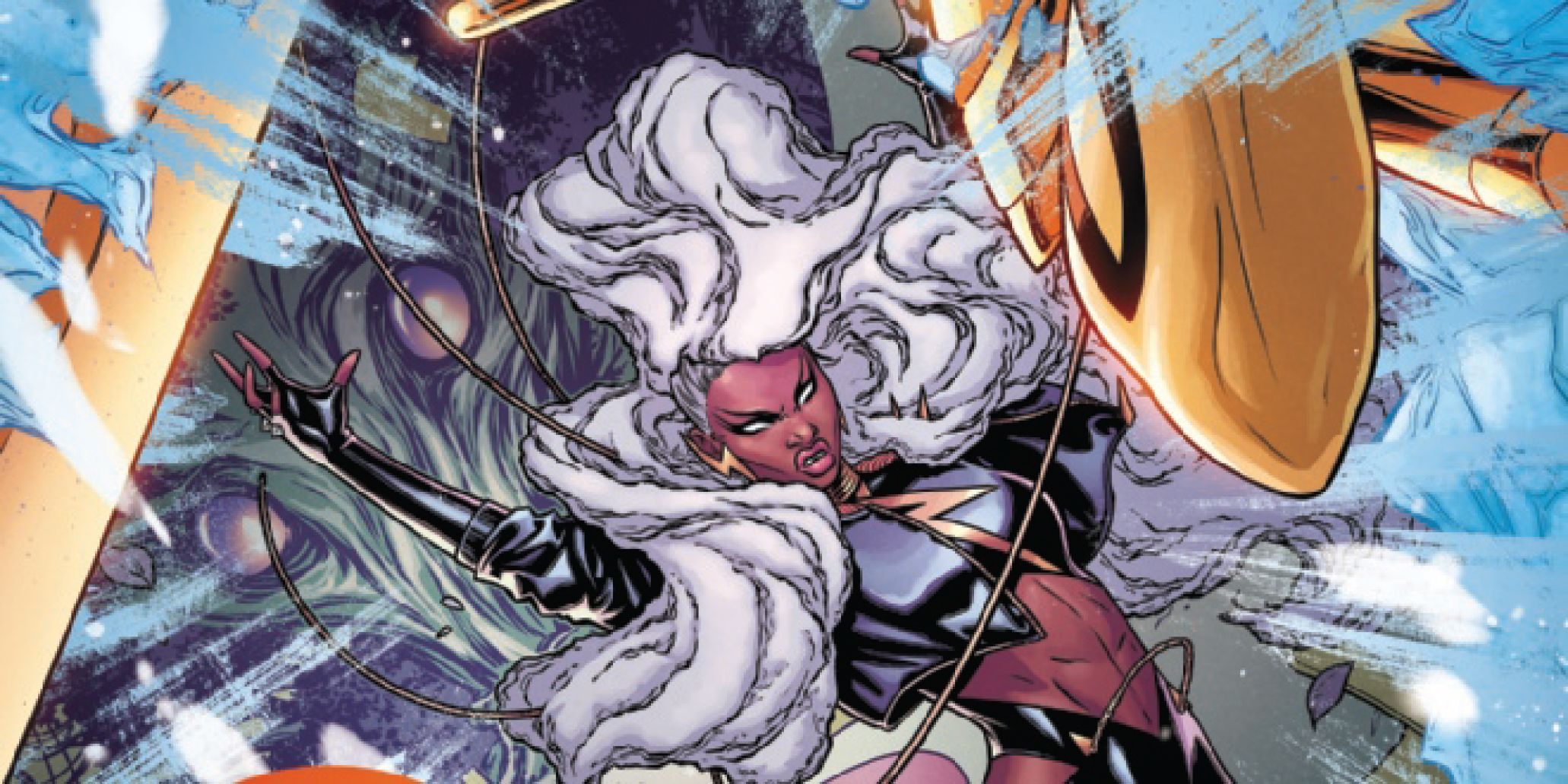Storm using her powers on Isca the Unbeaten in Marvel Comics' X-Men Red
