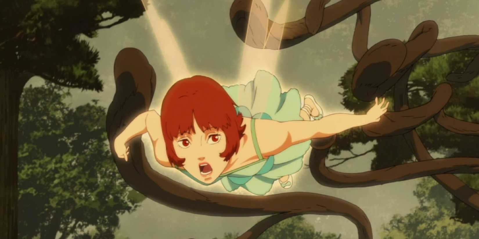 Paprika has fairy wings in a dream in the anime movie Paprika