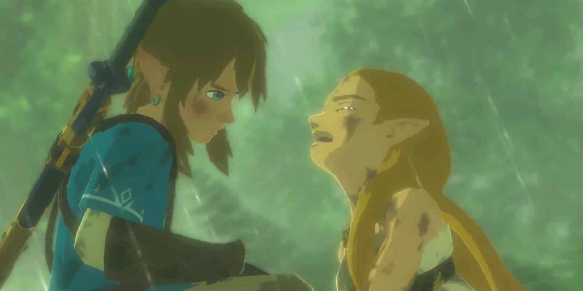 Uma imagem de Zelda chorando para Link