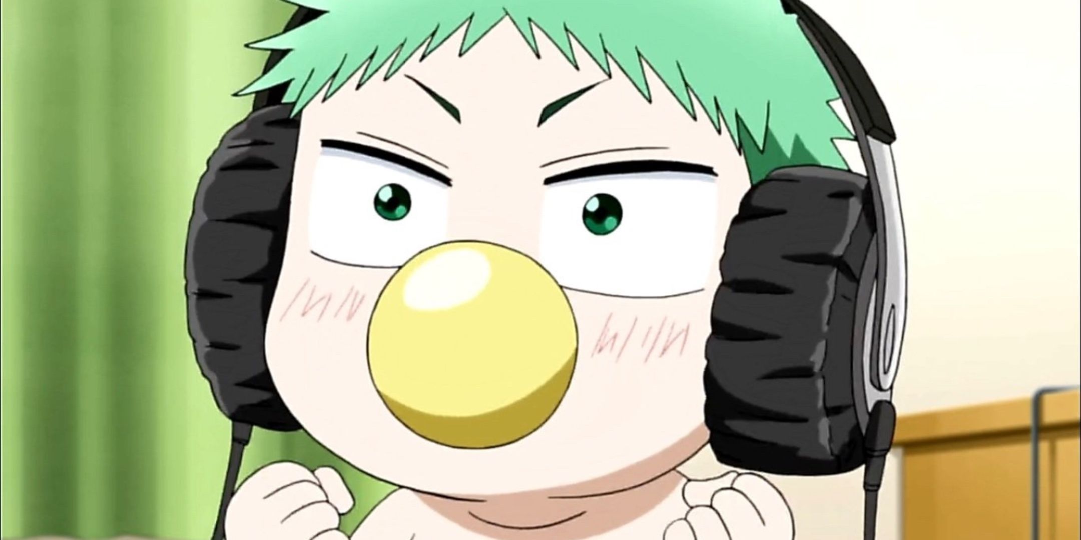 Baby Beel from Beelzebub listens to music.