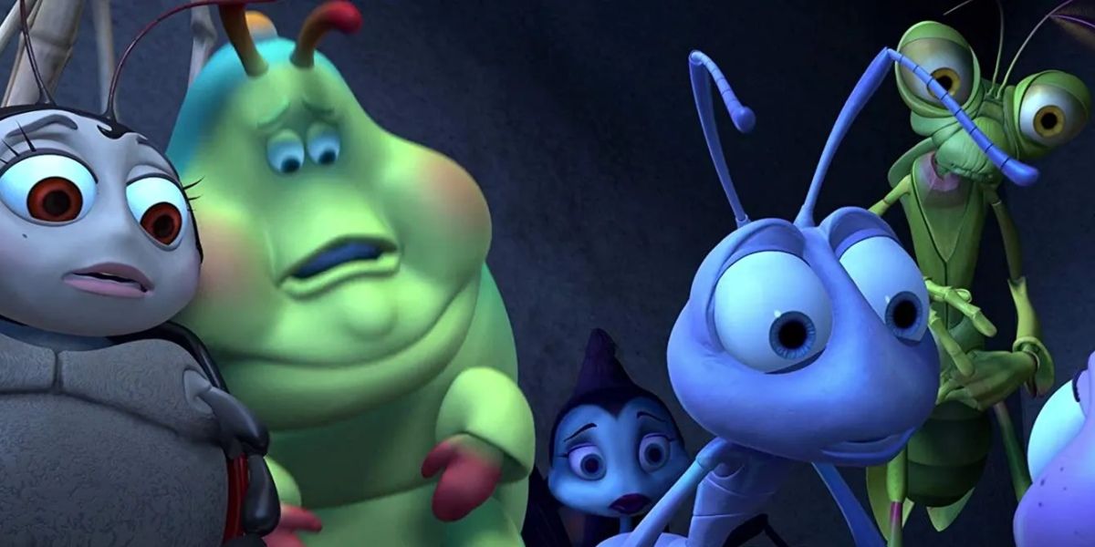 Fink, Manny, and other insects in A Bug's Life movie