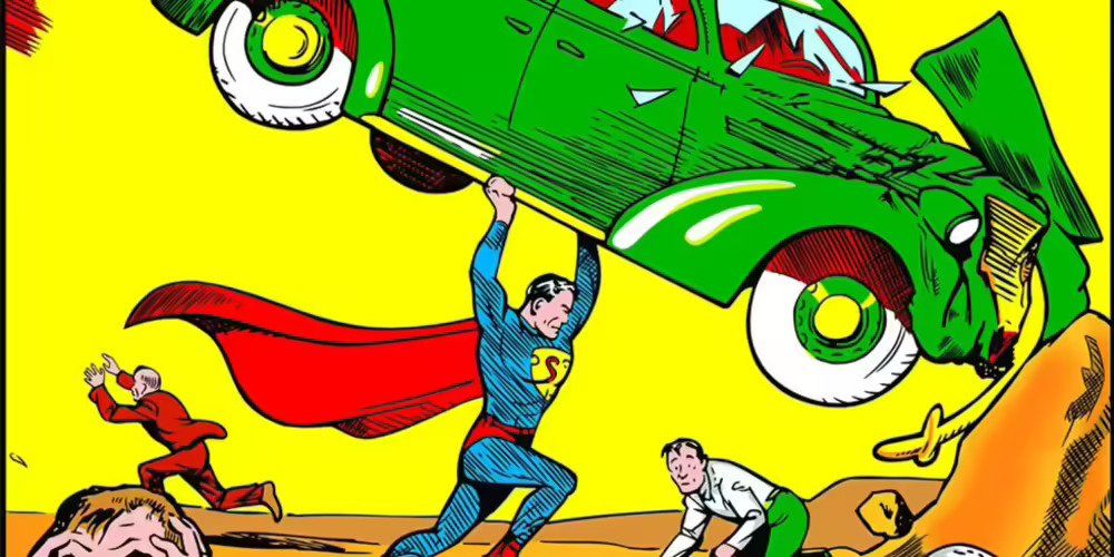 Action Comics 1 Cover featuring Superman lifting a car