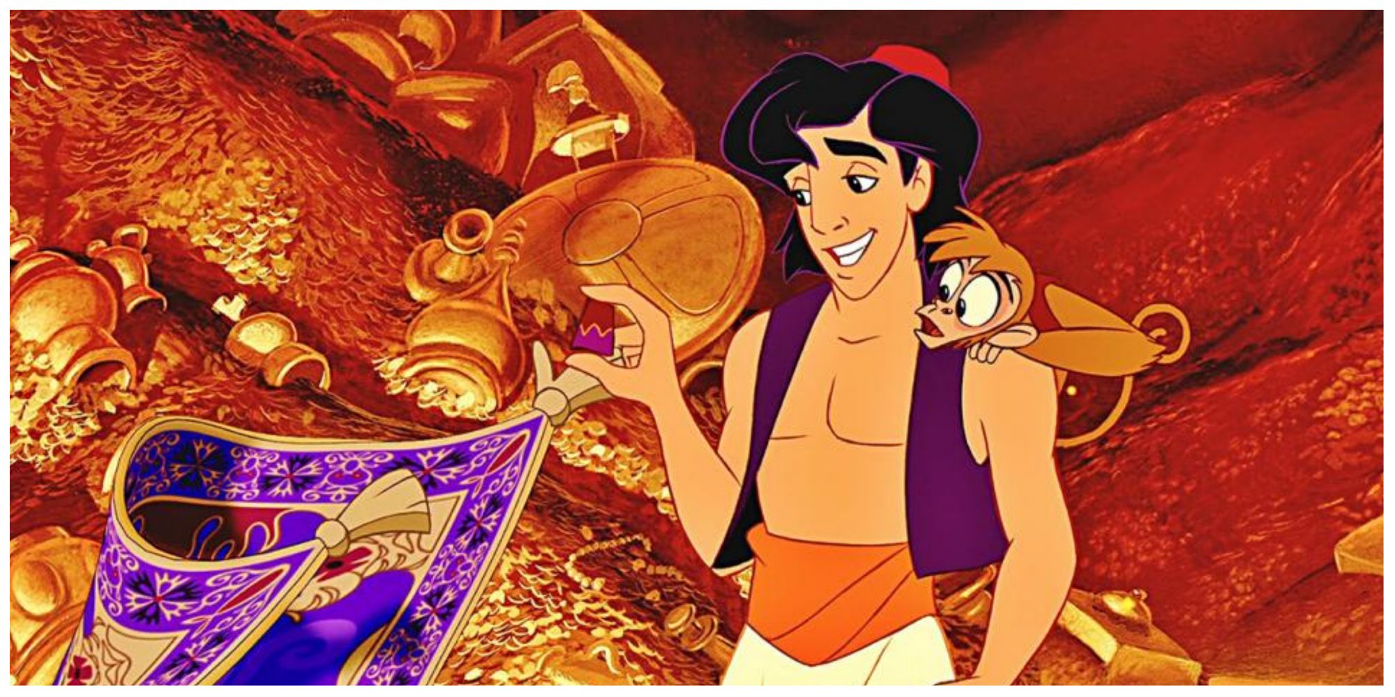 Aladdin in the cave of wonders in Aladdin (1992).