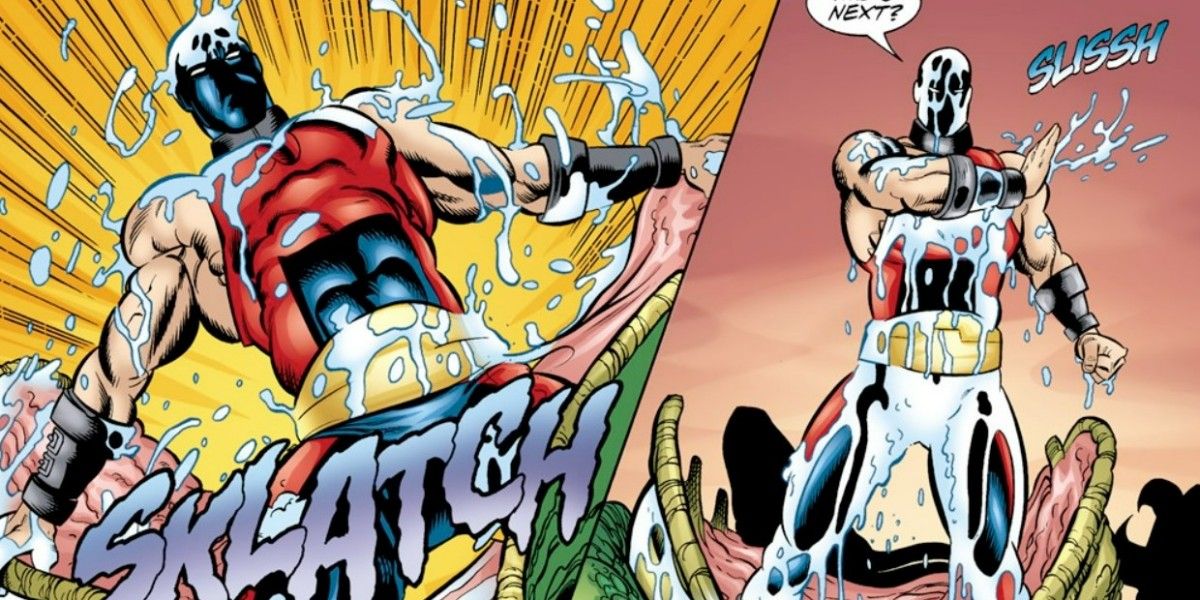 Atom Smasher frees himself from a Krpyt in DC Comics