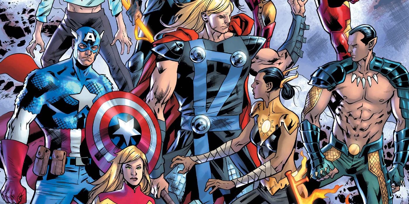 The Avengers stand together in Marvel Comics, including Captain America, Namor, Captain Marvel, Echo, and Thor