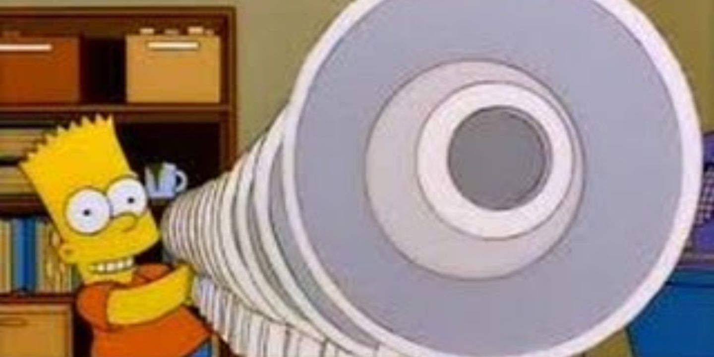 Bart Simpson uses a giant megaphone for a prank