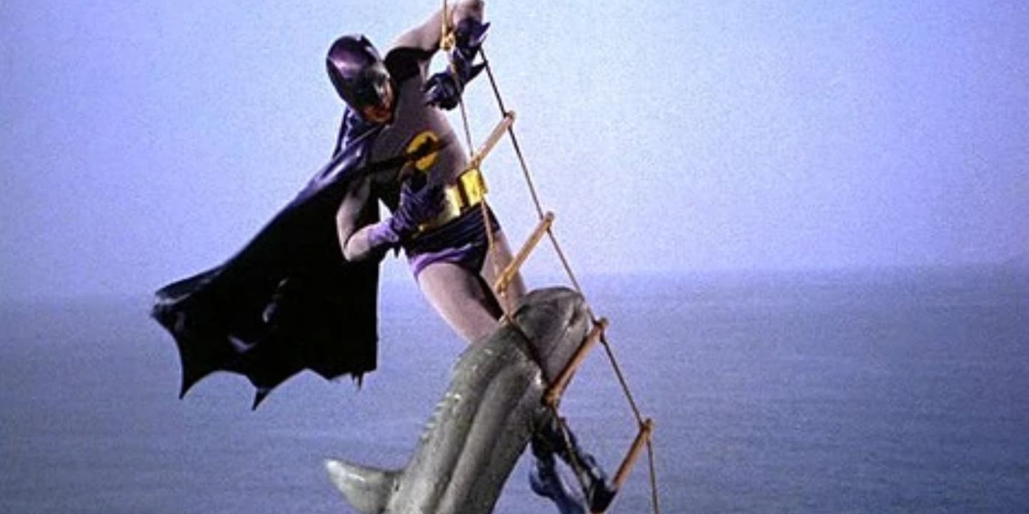 Adam West Batman uses Bat Shark Repellent