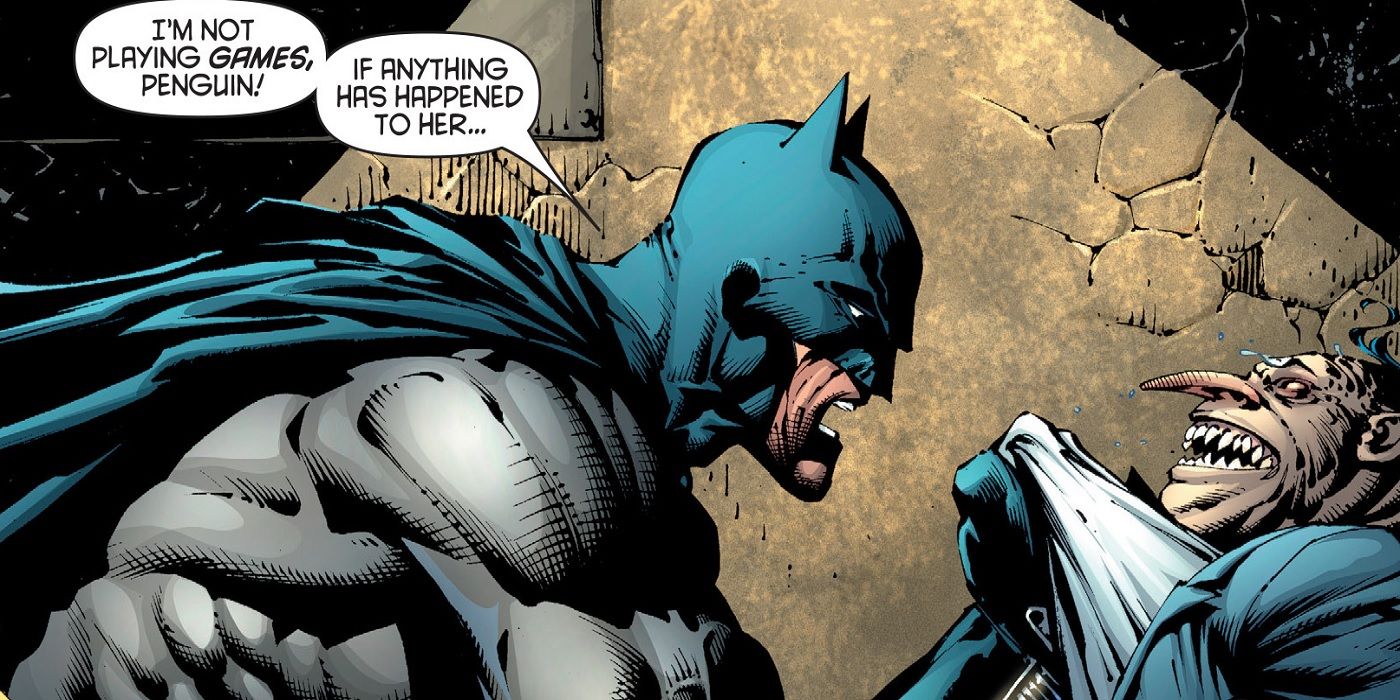 Batman demands answers from the Penguin
