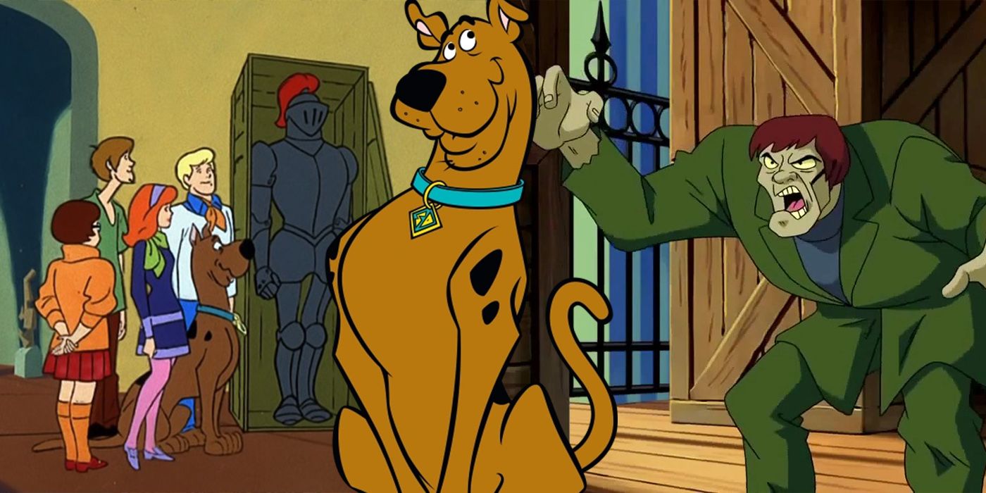 split image of Scooby-Doo and Mystery Inc with the Black Knight and The Creeper