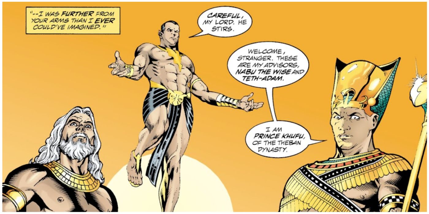 Black Adam talking to Prince Khufu in DC comics