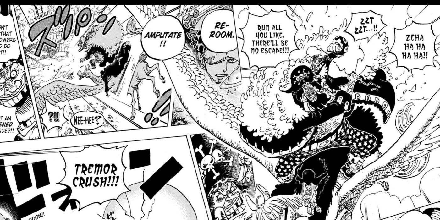 Blackbeard and Law fighting in One Piece