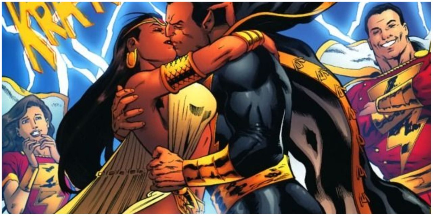 Captain Marvel and Mary Marvel watching Black Adam marry Isis