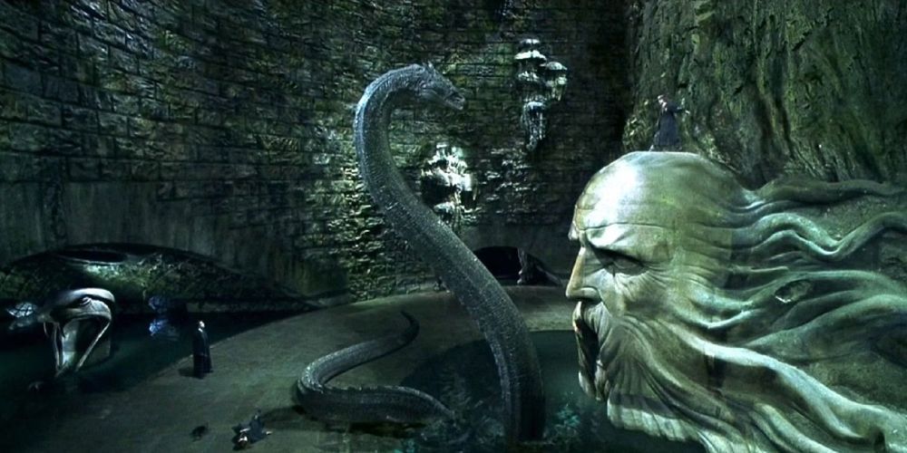 The Basilisk dies in Harry Potter and the Chamber of Secrets