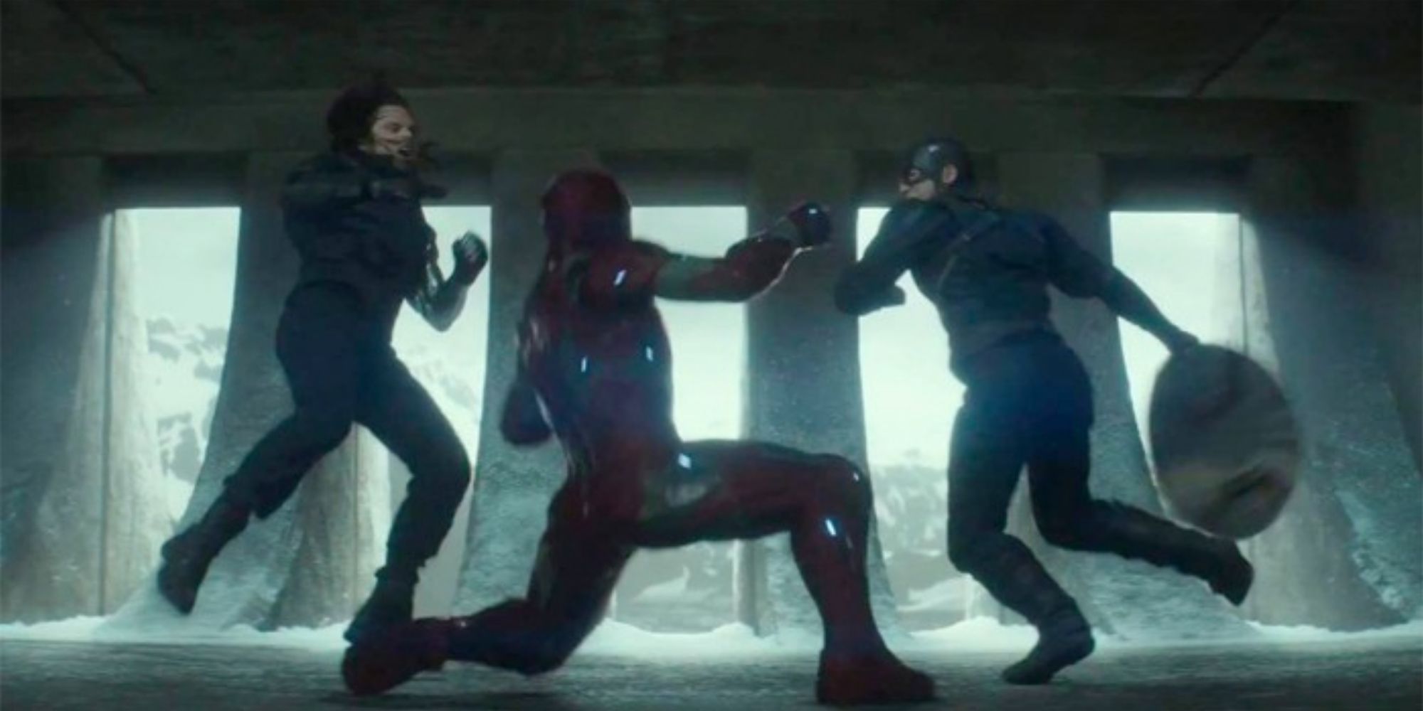 The MCU's Steve Rogers and Bucky Barnes beating up Iron Man