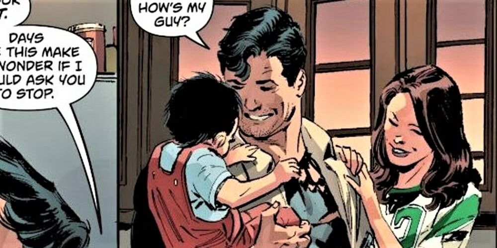 Clark Kent, Lois Lane, and Jonathan Kent from DC comics