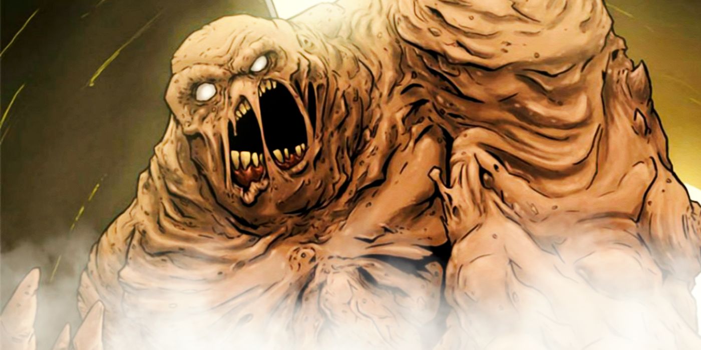 Clayface towering over his opponent in DC Comics
