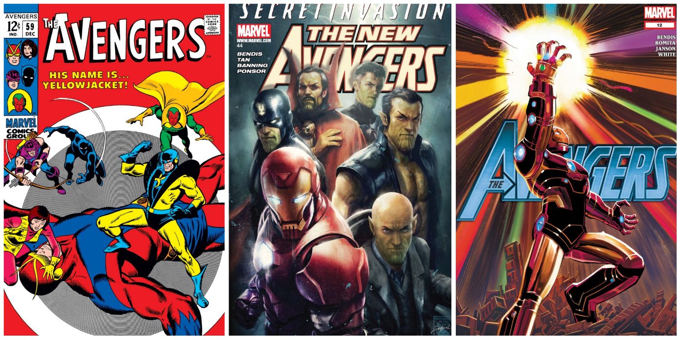 Avengers Covers With Yellowjacket, Skrull Illuminati, Iron Man with Infinity Gauntlet