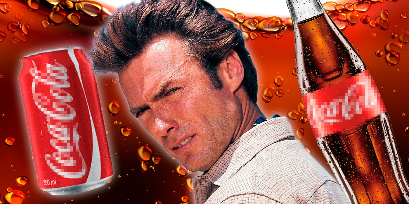 Young Clint Eastwood in front of Coca Cola products