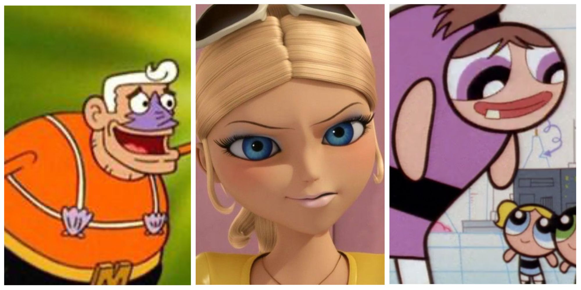Chloe from Miraculous and Mermaid Man from Spongebob and Bunny from Powerpuff Girls 