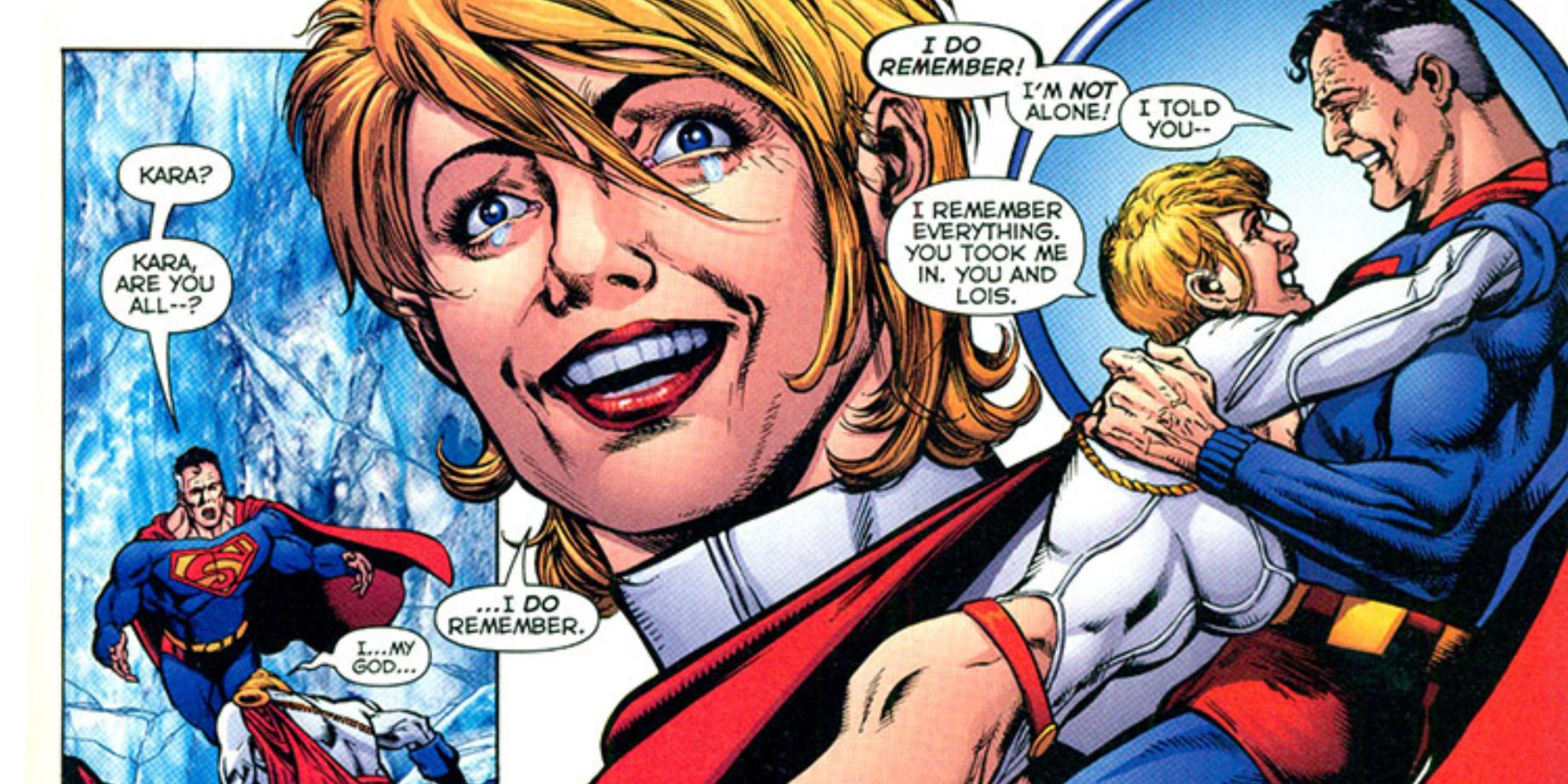 DC Comics' Power Girl Hugging Earth-2 Superman