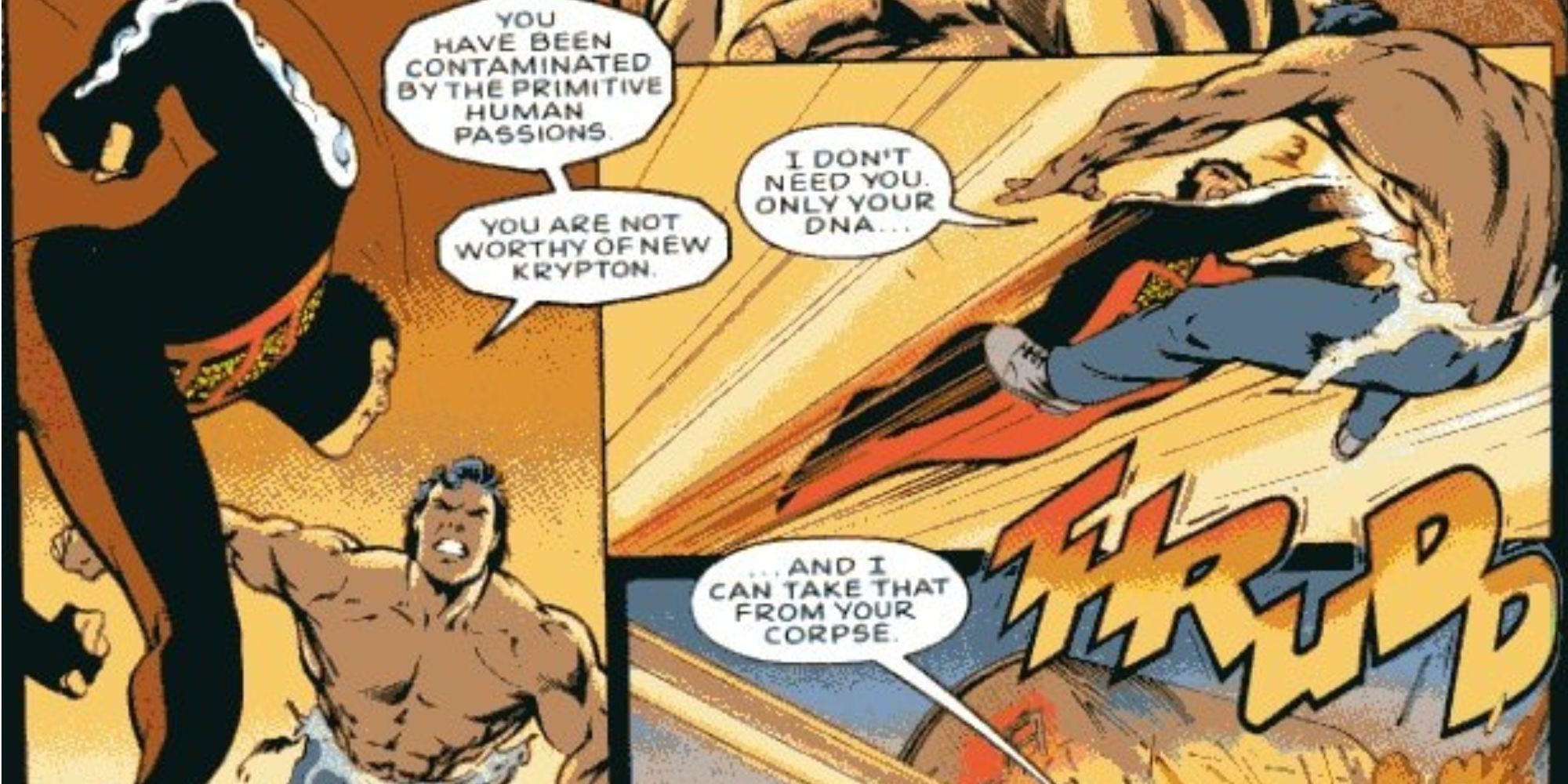 Jimmy Olsen fighting Superman in DC Comics' JLA The Nail