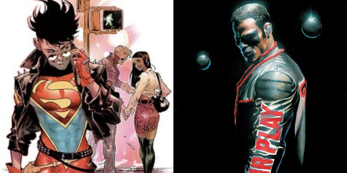 A split image of Conner Kent and Mister Terrific